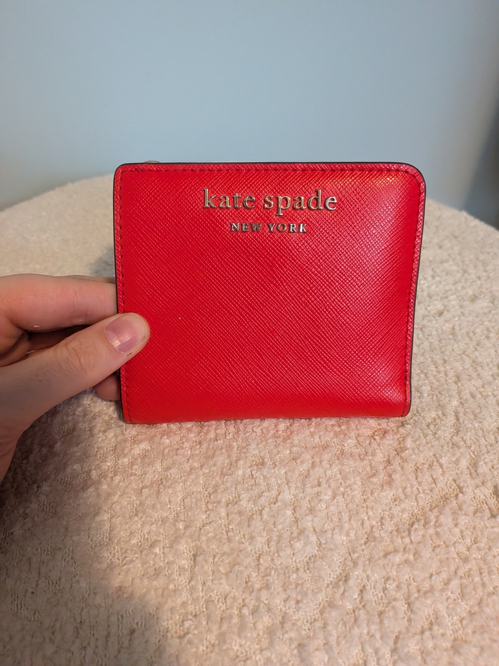 kate spade New York Red Saffiano Leather Compact Wallet